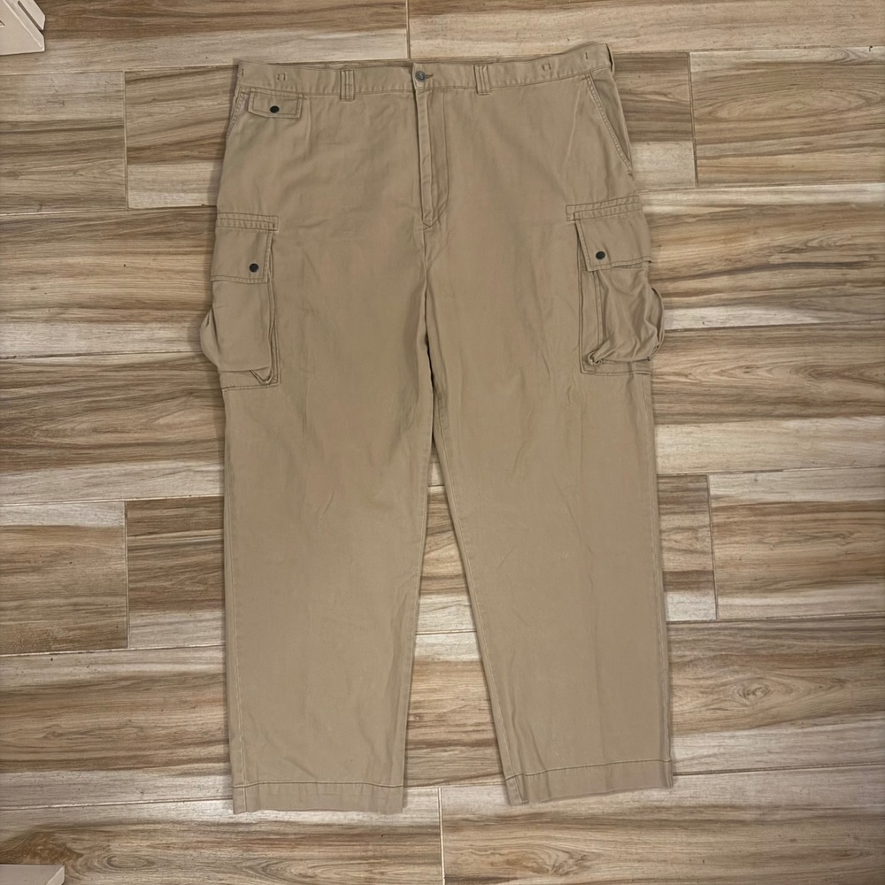 Polo Ralph Lauren Classic 67 Chino Cargo Pants Mens 50x32 Tan Khaki Cotton Twill